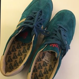 Gola blue suede and tan leather sneakers